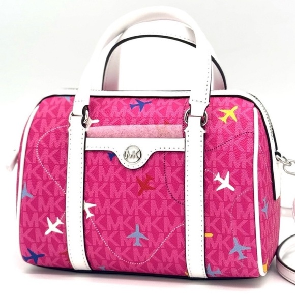 Michael Kors Small Travel Duffle Xbody Bag Dragon Fruit Multi - Picture 2 of 10